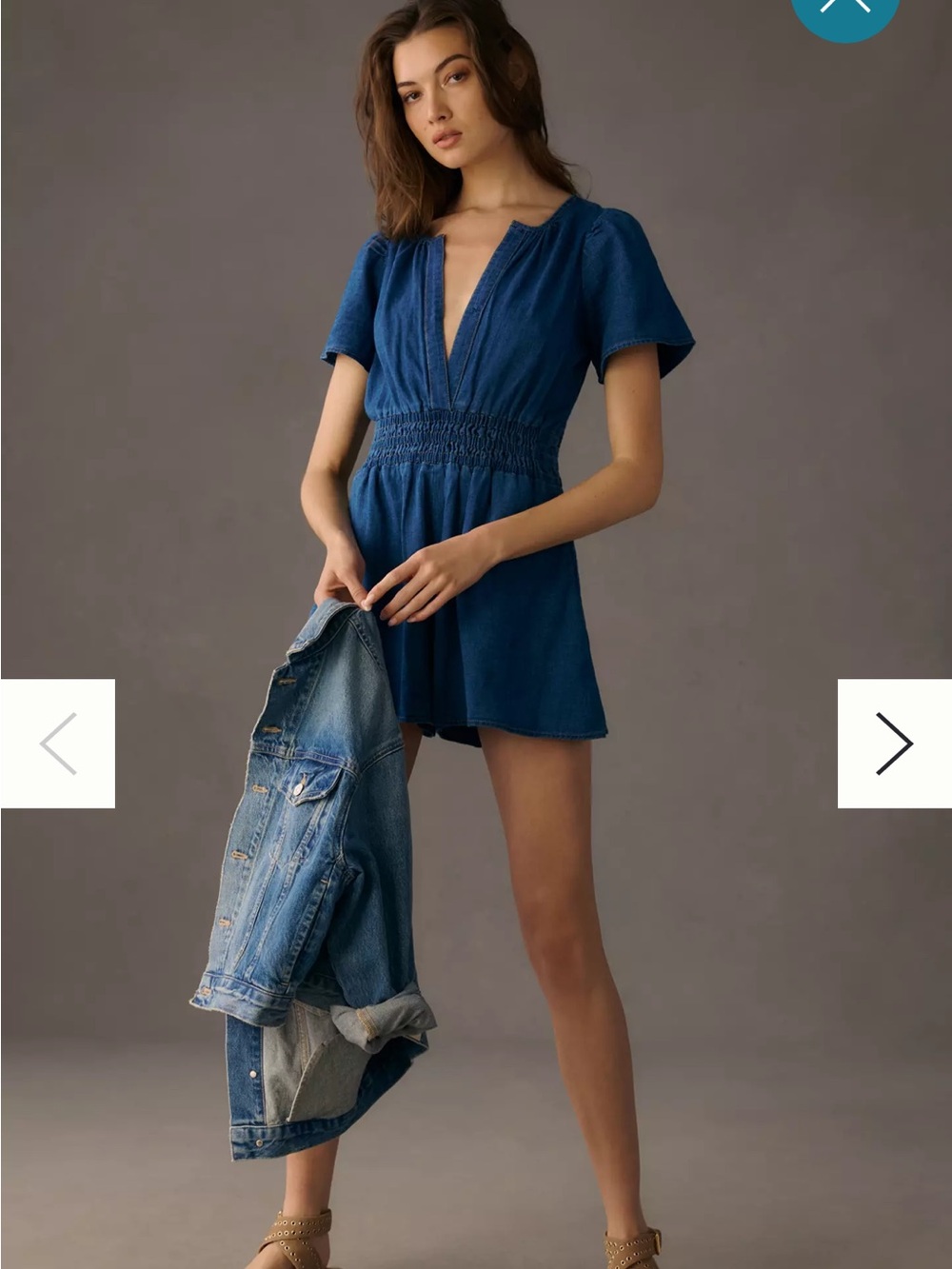 Anthropologie Denim Blue Puff-Sleeve Top